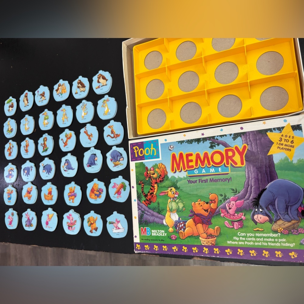 Vintage Winnie the Pooh Memory Game - Blue and Yellow